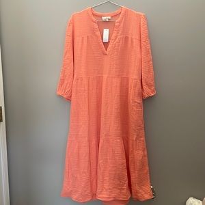 NWT Lou & Grey Tiered Triple Cloth Gauze Cotton Midi Dress (Loft)